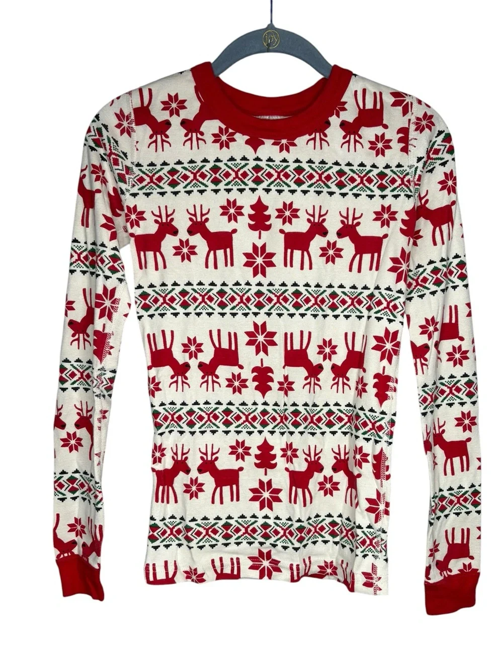 Hanna Andersson pajama set Christmas reindeer Red White kids size 14 fair isle